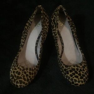 Vince Camuto leopard print wedge shoes